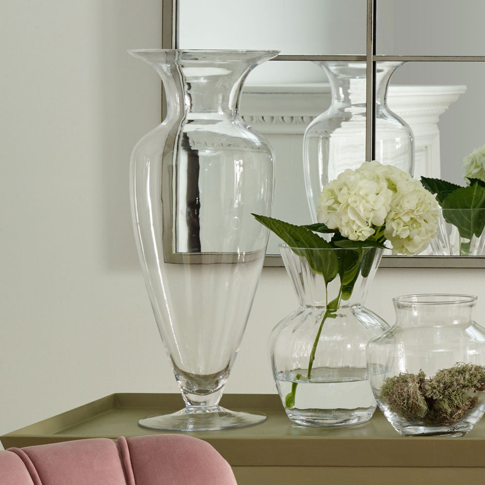 Tall Glass Vase① Tall Clear Glass Gipar Vase – Azzoro Living